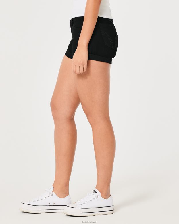 Bottoms Hollister Women Curvy Low-Rise Black Denim Shorts 3\\ 48820538 Black